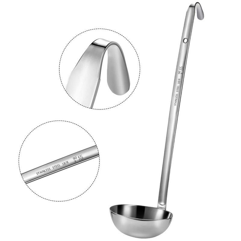 meekoo 3 Pieces Stainless Steel Ladle Soup Handle Ladle with Pouring Rim for Kitchen Cooking Soup Sauce(3 oz) - Image 5